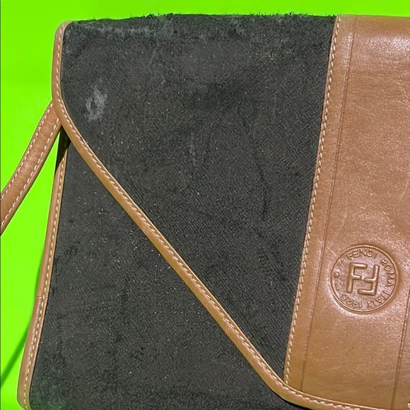 Fendi Black Suede and Brown Leather Crossbody Bag - Picture 4 of 10